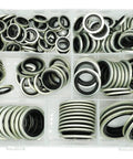 Oil Washer And Gasket Kit 160Pcs With Seven Sizes Dowty Self Centered Bonded Seal Washers In Plastic Box Pro Grade Automotive Bearings And Pumps Replacement From One Eighth Inch To One Inch in organizer box