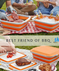 Collapsible BBQ Prep Tub With Lid XL 4.22 Gal Folding Cutting Board And Food Basin in outdoor picnic setting