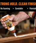 Applying Wood Glue 8 Ounce Bottle Natural Wood Color Indoor and Outdoor Water Resistant Bond for Woodworking Projects on wood