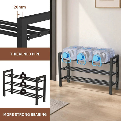 Heavy Duty Metal Shoe Rack With Expandable Design And Rock Solid Three Tube Structure For Maximum Closet Storage That Holds Way More Shoes Without Sagging