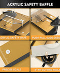 Craft Table Saw With Dual 795 Motors And Switches, 200W Power, featuring acrylic safety baffle and adjustable cutting angles