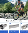 Cyclist riding a mountain bike showcasing the must have front and rear bicycle axle set with quick release levers and easy install.