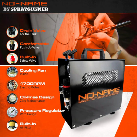 Master Blaster Airbrush Compressor With Tank For Hobbyists And Pros shown with cooling fan and pressure gauge features