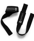 Sick Grip Black Cotton Lifting Wrist Straps Featuring Hella Padded Neoprene Cuffs for Heavy Deadlifts and Powerlifting Beast Mode Workouts Demanding Serious Wrist Support and Flawless Form During Tough Training Days - black straps shown.