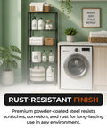 Rock Solid Steel Wire Shelving Unit Five Tier Storage Rack Built Tough With Self Leveling Feet NSF Certified Food Safe For Kitchens Garages And Commercial Shops Black One Fourteen X Two Forty X Fifty Nine Inches with laundry supplies.