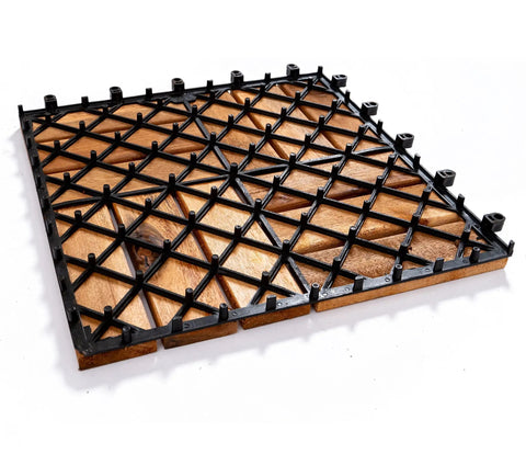 Acacia Wood Interlocking Deck Tiles 12x12 Inch Pack Of 9 For Indoor And Outdoor Use Waterproof All Weather Flooring underside grid structure