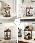Two Tier Rotating Wooden Bathroom Countertop Organizer Featuring Smooth 360 Degree Spin And Dual Layer Storage For Skincare Perfume And Cosmetics Keeping Your Vanity Setup Super Chill And Clutter Free Always in multiple settings.