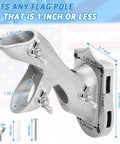 1 Inch Flag Pole Holder For Outdoor House Use, Heavy Duty Aluminum 2 Position Flag Pole Bracket Mount With 3 Fixed Holes