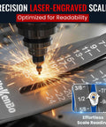 Close-up of Gen2 Bolt Size Finder Tool Keychain with laser-engraved scales showing SAE and metric sizes for measuring nuts and bolts.