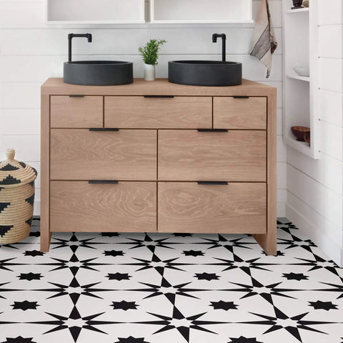 White And Black Peel And Stick Vinyl Floor Tiles 12 By 12 Inches Pack Of 10 No Grout Needed Easy Install Water Resistant Virgin Vinyl