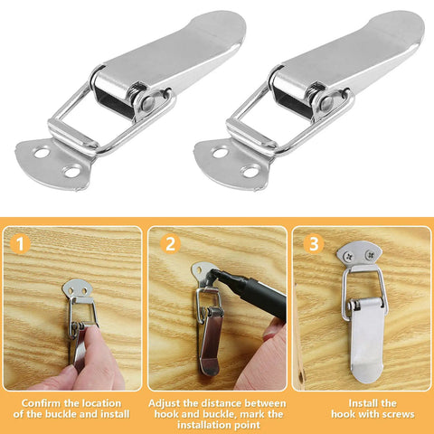 4 Pack Stainless Steel Spring Loaded Toggle Latches With Screws Heavy Duty Hasp Clamps installation steps