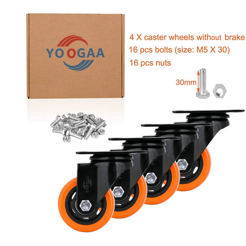 3 Inch Heavy Duty Swivel Caster Wheels Industrial Plate Caster Set Of 4 Without Brakes 1000 Lb Load Capacity with bolts and nuts