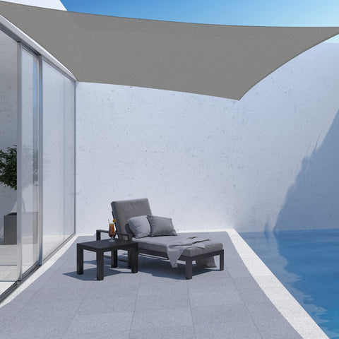 Rectangle Sun Shade Sail 16x20 Feet UV Block Canopy For Patio in Graphite over poolside with chaise lounge