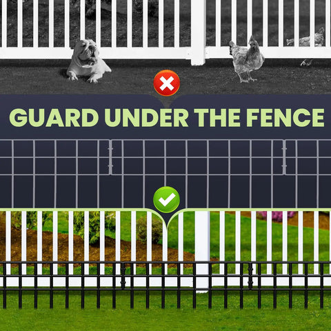 Image showing No Dig Fence Panels 14 Pack, Garden Barrier Fence To Keep Varmints Out And Stop Digging For Dogs And Rabbits under a fence