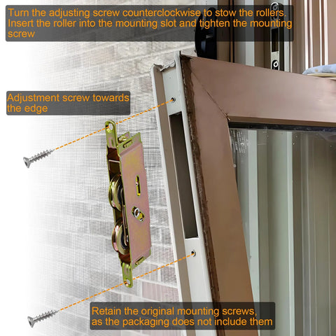 Tandem Replacement Sliding Patio Door Rollers Kit With 1-1/4 Inch Steel Ball Bearing Wheels being installed on a door frame