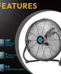 18 Inch High Velocity Floor Fan Beat The Heat With Heavy Duty Metal Build 3 Speed Industrial Style Floor Fan For Home And Commercial Use 120 Degree Tilt 6 Foot Cord Black