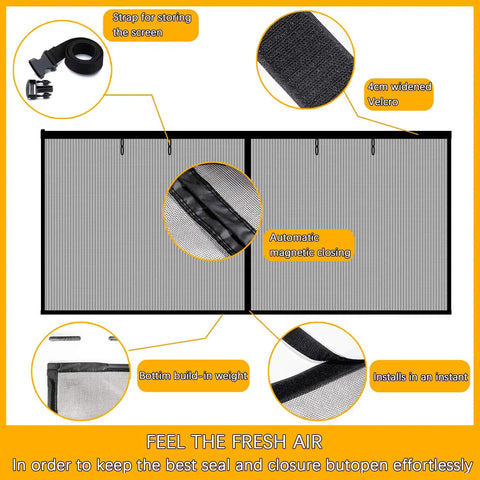 Heavy Duty Magnetic Garage Screen Door For 2 Car Garage 16 By 8 Feet Built Tough From Fiberglass Mesh illustration