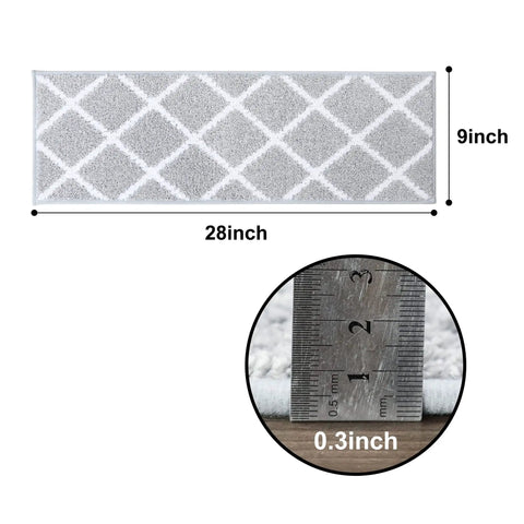 Non Slip Stair Runners For Pets And Kids Indoor 28 By 9 Inch Stair Mats With TPE Backing 13 Piece Gray Set For Wooden Steps