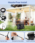 Portable Outdoor Misting System For Patio Cooling With Ultra Fine Mist Beating The Heat, 4500mAh Water Pump, easy setup guide
