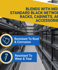 Black 10 32 Slide On Cage Nuts And Screws With Protective Plastic Washers 25 Pack Rack Mount Hardware Kit image showing corrosion and wear resistance.