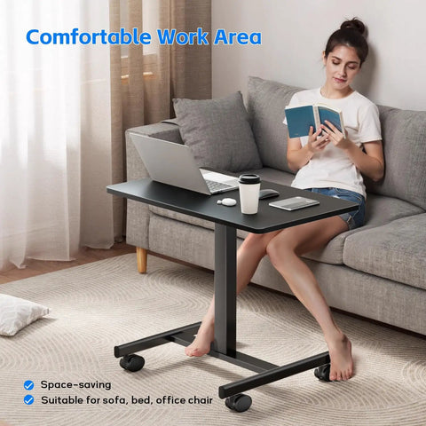 Mobile Standing Desk On Wheels With Height Adjustable Range From 28.5 To 42.5 Inches Gas Spring Assisted Elevation in living room