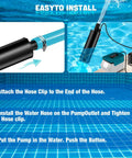 Plug And Go Submersible Water Pump Built For Makita 18V Batteries 635 GPH installation instructions with hose attachment.