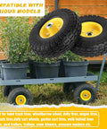 Two Pack 10 Inch Flat Free Solid Rubber Wheel Set For Hand Trucks Wheelbarrows Garden Carts Dollies And Utility Carts