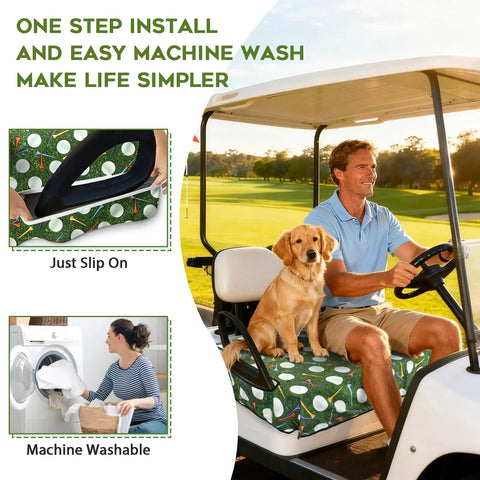 Hella Comfy Golf Cart Seat Covers Smooth Daily Ride Towel Blanket for Universal two seater, featuring easy slip-on installation.