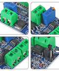 Close-up view of Plug And Play PWM To 0 To 10V Voltage Converter Module For PLC Interfaces with visible components on the circuit board.