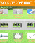 10x30 Ft Party Tent Heavy Duty Outdoor Canopy With 8 Removable Sidewalls For Backyard Patio Events Weddings Barbecue White
