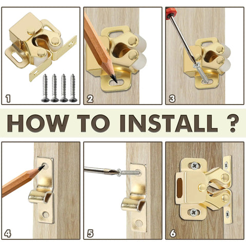 Top Notch Gold Double Roller Catch Cabinet Latches Built Tough Cold Rolled Steel Door Hardware Smooth Action Rock Solid Fit For Pantry Cupboards And Drawers 12 Piece Set