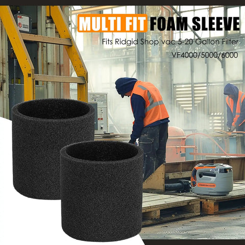 Foam Sleeve Replacement for Ridgid 5-20 Gallon Wet Dry Vacuums VF4000 VF5000 VF6000 Foam Cover in industrial workshop scene