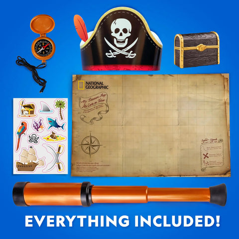 Pirate Adventure Activity Kit For Kids Hands On Treasure Digging Craft A Pirate Hat And Map With Spyglass Compass Telescope.