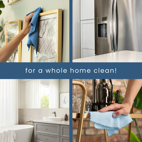 S&T INC. 50-pack microfiber cleaning cloths; blue, 11.8x11.8in, 190gsm, for home cleaning.