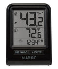 Battery Operated Wireless Digital Thermometer For Indoor Outdoor Temperature With 24 Hour High Low Records No Backlight Monochrome Display Hassle Free Setup 12 24 Hour Time Mode Signal Strength And Low Battery Alerts Built For Everyday Home Use, black plastic display