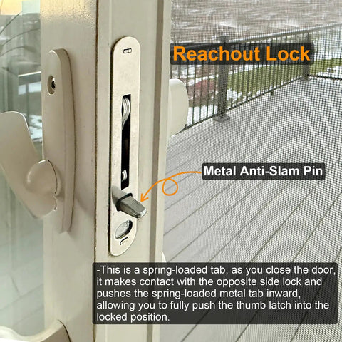 Top Shelf Two Panel Sliding Patio Door Lock And Receiver Kit Replacement for smooth gliding reachout lock with metal anti-slam pin.