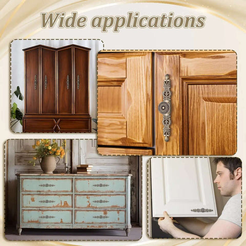 Antique Floral Cabinet Handles Set For Kitchen Cabinets, Bronze Vintage Door Pulls on different furniture applications