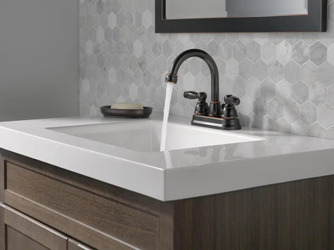 Claymore Centerset Bathroom Faucet In Oil Rubbed Bronze, 2-Handle 4-Inch Centerset Sink Faucet With Pop-Up Drain Assembly Included, WaterSense Labeled, Sleek Yet Durable, Easy Install For Modern Bathrooms