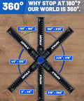 Dead On Digital Angle Finder Protractor With LCD Display For Woodworking And Home Renovation Projects Boasting Hella Precise 0 To 360 Degree Measurements Plus Built In 7 Inch Tape Measure And Dual Battery Power showing angle marks and measurements.