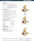 Specifications sheet for Sentinel Mark II Pressure Balancing Diverter Shower Valve With Crimp Inlet Connections