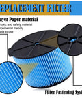 Replacement 3 Layer Pleated Vacuum Filter For 3 To 4.5 Gallon Wet Dry Vacuums 2 Pack Fine Dust And Dirt Filtration black and blue filter
