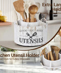 Extra Large 10 Inch Kitchen Utensil Holder With Slick 360 Degree Lazy Susan Spin organizing wooden spatulas and whisks
