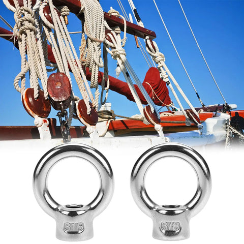 Rock Solid Boss Level Marine Grade Stainless Steel Lifting Eye Nuts 20 Pack 3/8 Inch Unc Threads For Heavy Duty Rigging Jobs, set near sailing ropes.