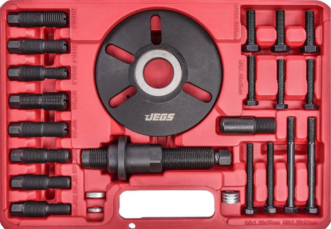 Universal Beefy Harmonic Damper Balancer Puller And Installer Tool Set With 30 Bolts 9 Adapters in red carrying case
