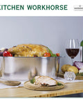 Cast Aluminum Oval Dutch Oven With Lid 10 Qt Heavy Duty And Lightweight Pro Grade Roaster Pan With Rack Cooking Chicken
