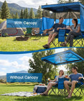 Double Beach Chair With Canopy Shade Built In Cooler Bag And Cup Holders Oversized Folding Loveseat for outdoor use in a field