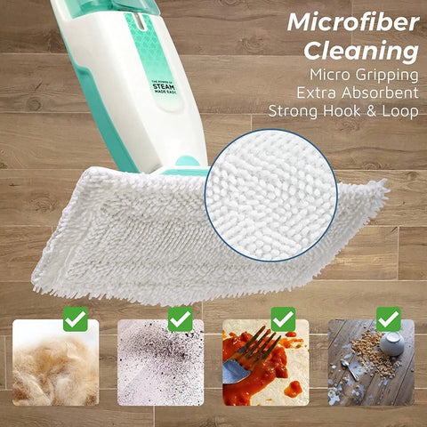 Go To Replacement Steam Mop Pads For Shark S1000 S3101 S3250 SK Series and More Velcro showing microfiber texture on mop head