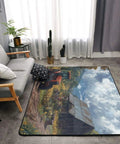 Cozy Soft Non Slip Area Rug 63x48 Inch with tractor farm scene in living room setting