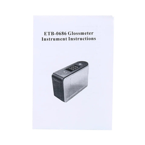 Self Calibrating Surface Gloss Meter With 0 To 200 GU Range Easy Two Button Operation Smart Calibration System Calibrates To Provided Standard Tile Long Lamp Life Perfect For Paints Coatings Plastics And Quality Control Testing shown on instruction manual cover