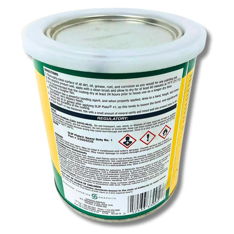 Back view of Heavy Duty Dry Graphite Lubricant 2 Pack Quart Cans For Extreme Temperatures showing product instructions and warnings.